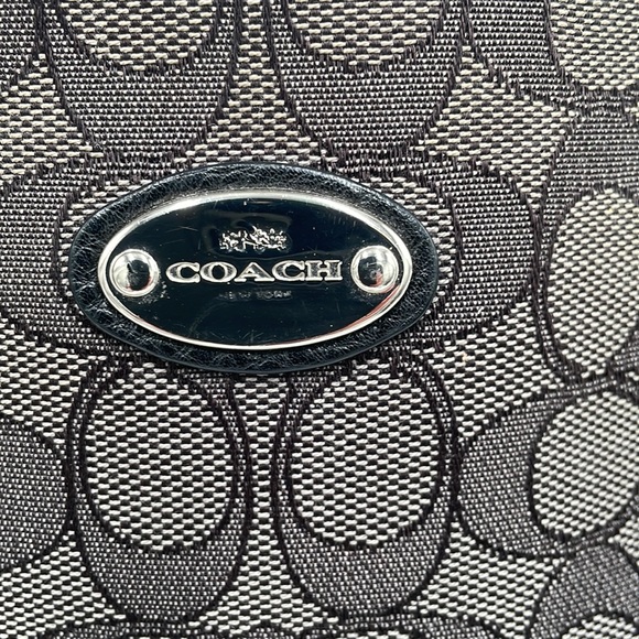 - Coach Black Signature Jacquard and Leather Tote Satchel Bag - Picture 11 of 11